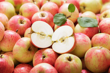fresh red apples as background