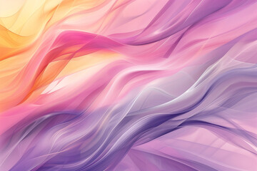Obraz premium Warm pastel abstract waves in pink, purple, and yellow tones.