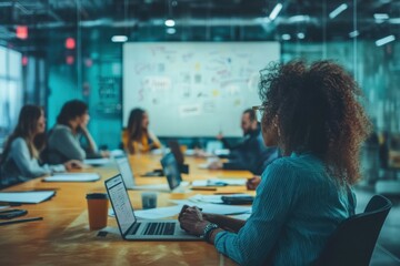 People working in co-working space or work in the office with laptop computer.