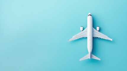 White Airplane Model on a Blue Background