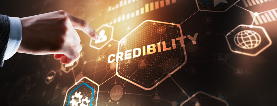 Credibility improvement concept. Multiple exposure virtual screen