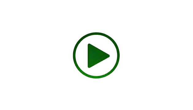 Music and video green play button isolated on a white background