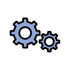 Fototapeta premium Gear icon with blue accents symbolizing settings, tools, and engineering