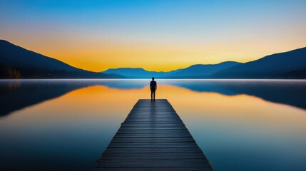 Peaceful Lake Retreat at Sunset