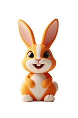 Obraz premium A cheerful cartoon rabbit with orange fur, big ears, and a friendly smile, perfect for children's products and playful designs.