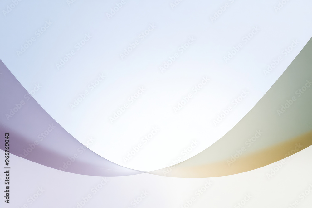 Poster delicate wavy lines converge in the center with soft pastel hues, creating a soothing and elegant ab