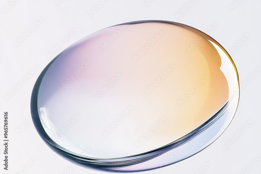 Poster an elegant oval glass shape featuring smooth gradient tones, rendering a sense of calmness and sophi