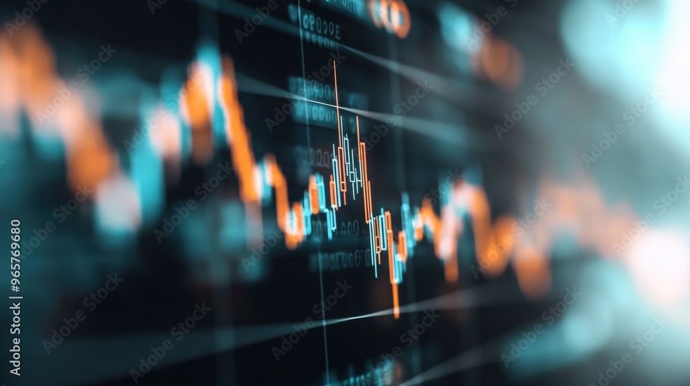 Poster dynamic visualization of financial trends displaying economic patterns through graphical data