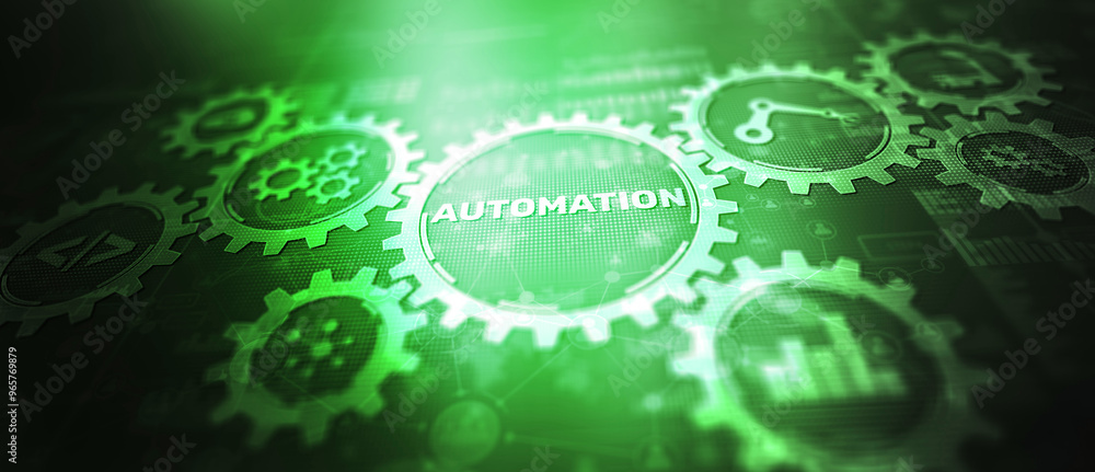Poster automation business and industrial process. automation of business workflows