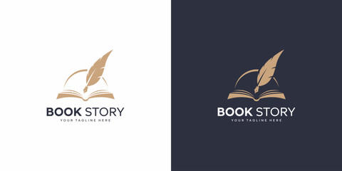 book and pen vector logo desi...