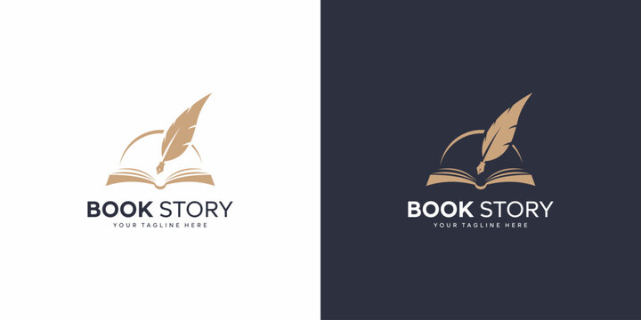 book and pen vector logo desi...