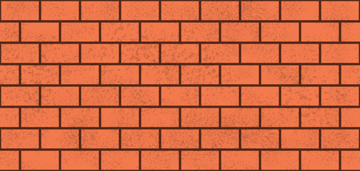 Brick wall seamless pattern. Vector illustration. Red color. Cartoon design. Flat style. Minimalism. Wall texture background. Stone blocks. Realistic. Eps10.