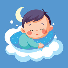 A Cute Baby Sleeping On Cloud Pillow Cartoon vector Icon Illustration clipart design