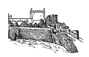 Graphical castle in Spain isolated on white background,vector illustration