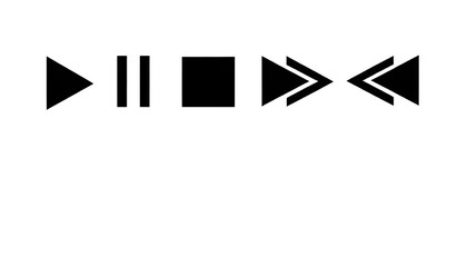 media play, pause, stop, fast forward, rewind symbols on a plain white background