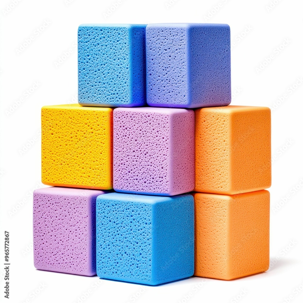 Poster stack of colorful foam cubes