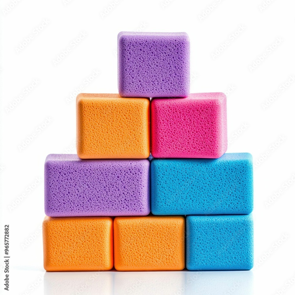 Poster stack of colorful foam cubes