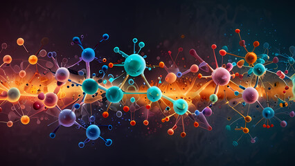 abstract molecular background with clusters of molecules forming patterns