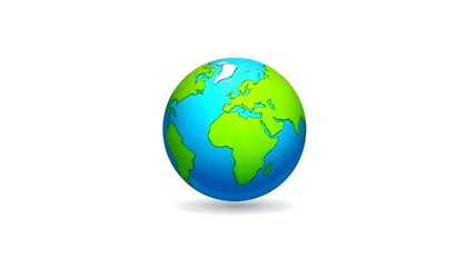 Fototapeta premium Cartoon planet earth globe on a white background