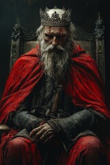 Dark King on Throne with Crown and Sword