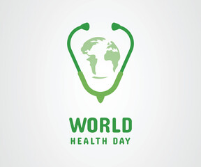 World Health Day. April 7. Holiday concept. Template for background, banner, card, poster with text inscription. Vector