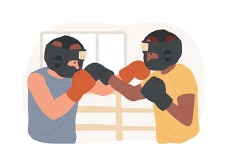 Sparring on the ring isolated cartoon vector illustrations.