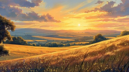 Sunsets in the countryside offer a peaceful and rustic charm.