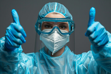 Generative AI illustration of people in biohazard protective clothes suits disinfection pollution gas radioactive elements