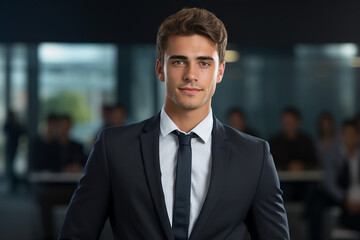 Fototapeta premium Successful business people person in modern interior office space building made with Generative AI artwork