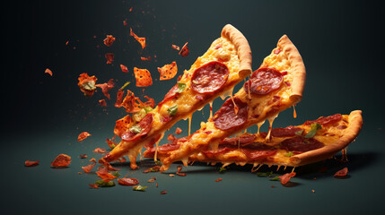 slices of pepperoni pizza with cheese dripping