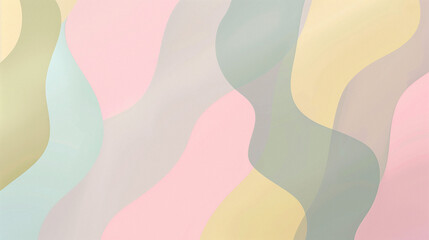 Abstract pastel waves with muted tones of peach, green, and grey.