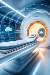 MRI Machine With Glowing Lights.