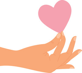 Hand with a heart on a white background. Valentine, love it, I like it. 