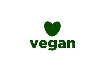 heart green vegan text at the bottom on a transparent background,