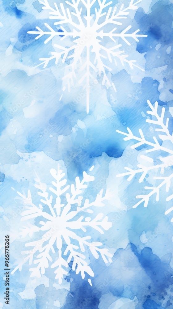 Poster snowflake watercolor pattern abstract shape blue.