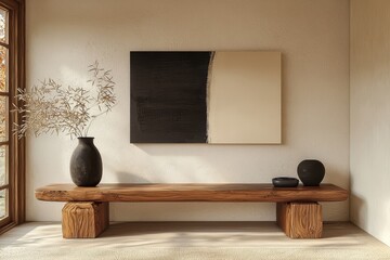 Decorate your home with this modern console table. It has artistic decor elements that balance and enhance the interior.