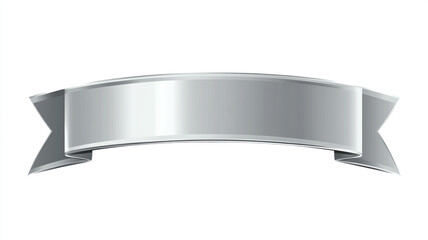 A blank silver rectangular ribbon label isolated on white background.
