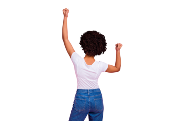 Rear back behind view portrait of her she nice-looking well-groomed attractive slim fit thin slender wavy-haired girl having fun isolated over pink pastel background