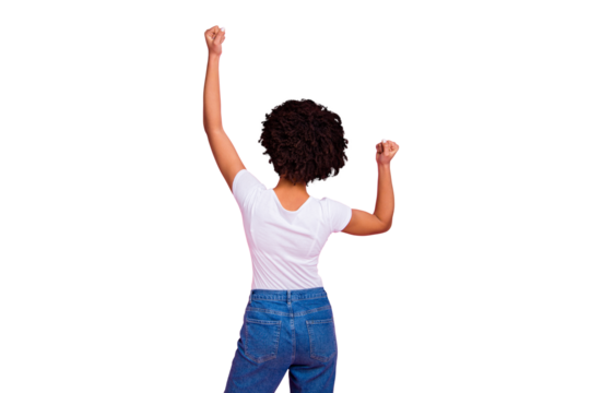 Rear back behind view portrait of her she nice-looking well-groomed attractive slim fit thin slender wavy-haired girl having fun isolated over pink pastel background