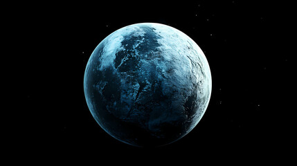 Frozen planet in space isolated on black. Alien Planet. Illustration