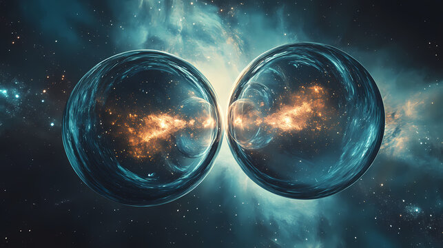 Discovery between two parallel universes through a dynamic side view. Parallel Universe. Illustration