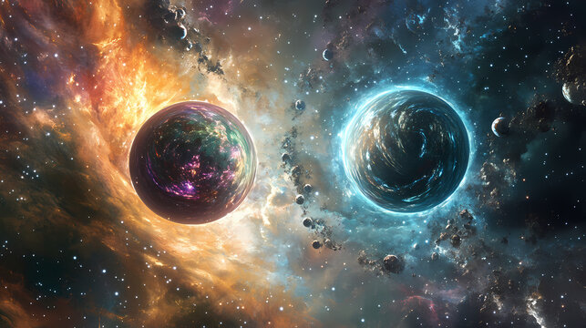 Discovery between two parallel universes through a dynamic side view. Parallel Universe. Illustration