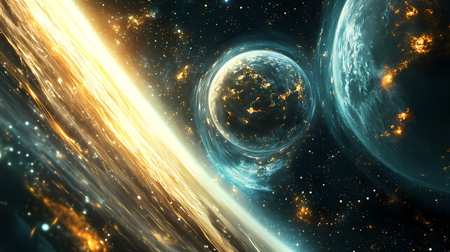 Discovery between two parallel universes through a dynamic side view. Parallel Universe. Illustration