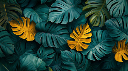 A lush green plant with yellow leaves