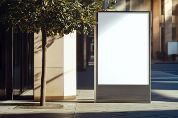 Blank white template billboard in a modern city outdoor setting