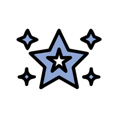 Obraz premium Blue star icon with sparkles, representing excellence or achievement