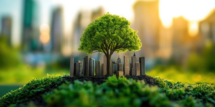 Green business ESG management tool to save world future concept model case idea to deal with bio carbon waste cycle data for better day of city life while building jobs, money, LCA tax and profit