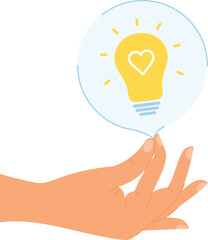 Hand with lightbulb on white background. Idea, electric lamp, light, innovation, solution, creative thinking.