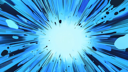 Fototapeta premium Exciting blue comic style background filled with energy and motion. Comic Book Style. Illustration