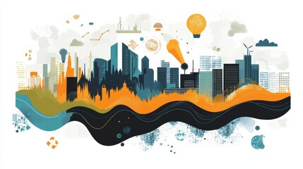 An infographic on climate change, with data visualizations of temperature changes and carbon footprints.